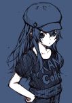  1girl alternate_costume hat hibiki_(kantai_collection) kantai_collection monochrome personification t-shirt 
