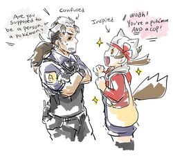  animal_ears crossover english kotone_(pokemon) mightyena njike personification pokemon pokemon_(game) pokemon_hgss pokemon_rse police police_uniform ponytail tail twitch_plays_pokemon uniform wolf_ears wolf_tail 