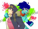  2boys black_hair blue_hair chain coco_(h221414) gakuran hat jojo_no_kimyou_na_bouken kuujou_joutarou multiple_boys school_uniform 