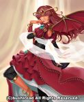  1girl boots circlet dress future_card_buddyfight hidden_eyes jewelry obui ring shawl solo wings 