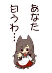  1girl animal_ears black_eyes blush brown_hair imaizumi_kagerou long_hair long_sleeves skirt smile solo tail touhou wide_sleeves wolf_ears wolf_tail zannen_na_hito 