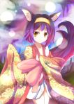  1girl animal_ears beast_girl hatsuse_izuna japanese_clothes kimono no_game_no_life purple_hair short_hair yellow_eyes 