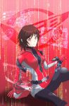  1girl brown_hair female genderswap helmet nexus_trinity red_buster red_eyes sakurada_hiromu short_hair solo super_sentai tokumei_sentai_go-busters 