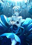  1girl 2014 bubble collarbone dress floating_hair hatsune_miku highres jun_project shinkai_shoujo_(vocaloid) solo strap_slip submerged twintails underwater vocaloid 