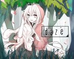 1girl dress hoodie kagerou_project kozakura_mary leaf long_hair petals smile solo tomozero tree 