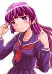  1girl blue_eyes gokou_ruri highres long_hair mole ore_no_imouto_ga_konna_ni_kawaii_wake_ga_nai purple_hair sakaki_youma school_uniform serafuku 