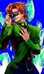  1boy earrings emerald gakuran honenashi_chicken jewelry jojo_no_kimyou_na_bouken kakyouin_noriaki redhead school_uniform solo sunglasses 