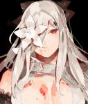  blood breasts cleavage drag-on_dragoon_3 eyepatch flower red_eyes silver_hair starshadowmagician zero_(drag-on_dragoon) 