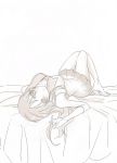  1girl aina_(apatheia) bed hiradaira_chisaki long_hair lying monochrome nagi_no_asukara sailor_dress school_uniform serafuku 
