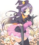  cloak gloves green_eyes halloween hat long_hair love_live!_school_idol_project low_twintails purple_hair toujou_nozomi twintails witch 