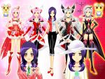  6+girls artist_request black_dress black_gloves blazer blush boots breasts casual choker cleavage corruption cure_passion dark_persona dress earrings eas fresh_precure! gloves gradient gradient_background hair_ornament happy hat heart heart_hair_ornament higashi_setsuna high_heels jewelry long_hair looking_at_viewer magical_girl multiple_girls multiple_persona necktie open_mouth pink_hair precure purple_hair red_eyes school_uniform shirt shoes short_hair shorts silver_hair skirt smile source_request spade tagme thigh-highs thighs what_if 