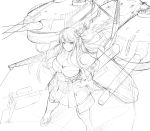  1girl bowa breasts cannon character_request cleavage faulds fusou_(kantai_collection) headgear huge_weapon kantai_collection large_breasts pleated_skirt sketch skirt solo weapon work_in_progress 