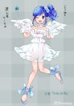  aikatsu! angel blue_eyes blue_hair blush gloves happy kiriya_aoi long_hair side_ponytail wand wing wink 