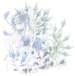  1girl blue_eyes blue_hair flower h-noi highres long_hair solo 