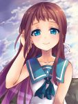  1girl arios_(orochi_yuta) blue_eyes brown_hair highres long_hair mukaido_manaka nagi_no_asukara sailor_dress school_uniform serafuku 