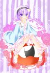  1girl flower hairband komeiji_satori oversized_clothes purple_hair rose solo third_eye touhou violet_eyes white_water wide_sleeves 