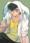  1boy black_hair blue_eyes food higashikata_jousuke hoodie ice_cream jojo_no_kimyou_na_bouken licking_lips pompadour solo toujou_sakana 