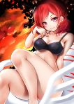  1girl black_bra bra breasts looking_at_viewer love_live!_school_idol_project nishikino_maki red_disappointment redhead short_hair smile solo underwear violet_eyes 