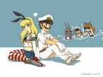  2boys 2girls admiral_(kantai_collection) admiral_(kantai_collection)_(cosplay) back-to-back bare_shoulders binoculars black_panties blonde_hair blue_eyes blush brothers brown_hair bush cosplay couple crossover elbow_gloves facial_hair gloves hair_ornament hair_ribbon hairband hat heart horubein kantai_collection long_hair luigi mario midriff multiple_boys multiple_girls mustache mutsu_(kantai_collection) mutsu_(kantai_collection)_(cosplay) navel panties princess_daisy princess_peach rensouhou-chan ribbon sailor_collar shimakaze_(kantai_collection) shimakaze_(kantai_collection)_(cosplay) siblings simple_background skirt smile super_mario_bros. sweatdrop thigh-highs underwear white_gloves zettai_ryouiki 