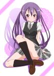  1girl blush gochuumon_wa_usagi_desuka? highres long_hair purple_hair school_uniform solo tatsuya_(guild_plus) tedeza_rize twintails violet_eyes 