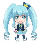  blouse blue_eyes blue_hair blue_skirt boots chibi crown cure_princess hair_ornament happinesscharge_precure! long_hair magical_girl marblewars mini_crown precure shirayuki_hime skirt smile thigh-highs twintails vest wrist_cuffs 