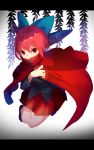  1girl bow cape hair_bow high_collar highres letterboxed red_eyes redhead sekibanki short_hair skirt solo touhou yusano 