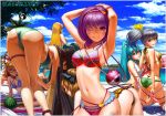  6+girls ;) animal_ears anklet arm_cannon ass beach bent_over bespectacled bikini black_hair blonde_hair blue_bikini blue_eyes bracelet breasts bucket cat_ears food frilled_bikini frills fruit glasses green_bikini hairband halter_top halterneck heart horn hoshiguma_yuugi innertube jewelry kaenbyou_rin kisume kneepits kochiya_sanae komeiji_koishi komeiji_satori kurodani_yamame long_hair maco_(macoillust) mizuhashi_parsee multiple_girls navel one-piece_swimsuit one_eye_closed pointy_ears ponytail pose purple_hair red_eyes reiuji_utsuho revision short_hair silver_hair smile striped striped_bikini striped_swimsuit subterranean_animism swimsuit swimsuit_under_swimsuit tattoo third_eye thong_bikini touhou v very_long_hair violet_eyes watermelon weapon white_bikini white_swimsuit wink yellow_eyes 