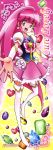  1girl aino_megumi artist_request blush boots cure_lovely earrings female happinesscharge_precure! jewelry long_hair magical_girl official_art open_mouth pink_eyes pink_hair ponytail ribbon smile solo thigh_boots thighhighs 