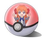  1girl against_glass blush bow crying gekkan_shoujo_nozaki-kun hiro_23_kura long_hair open_mouth orange_hair poke_ball pokemon polka_dot polka_dot_bow sakura_chiyo solo violet_eyes wavy_mouth 