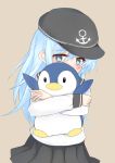  1girl bird blue_eyes blue_hair doll hibiki_(kantai_collection) kantai_collection penguin personification 
