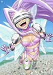  1girl bttfghn clouds digimon digimon_frontier fairymon female flying gloves happy long_hair midriff navel open_mouth pink_gloves pink_hair sky solo tagme thigh-highs wings 