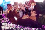  dog highres iggy_(jojo) jean_pierre_polnareff jojo_no_kimyou_na_bouken joseph_joestar kakyouin_noriaki kuujou_joutarou mohammed_avdol sparkle tamichi37 