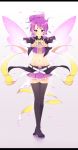  1girl absurdres dennryuurai fairy_wings highres long_hair midriff original purple_hair solo thigh-highs violet_eyes wings 