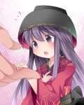  1girl alternate_hair_length alternate_hairstyle bowl commentary_request hammer_(sunset_beach) hat japanese_clothes kimono long_hair minigirl open_mouth purple_hair skirt solo_focus sukuna_shinmyoumaru touhou violet_eyes 