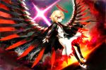  1girl blonde_hair cross ex-rumia halo nail_polish red_eyes rumia solo spark621 touhou wings 