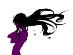  1girl akemi_homura black_hair crying face_in_hands from_side hairband long_hair mahou_shoujo_madoka_magica multiple_monochrome nude simple_background solo white_background 