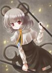  1girl animal_ears capelet grey_hair mouse_ears mouse_tail nazrin pendulum red_eyes rod short_hair solo suzuki_ao tail touhou 