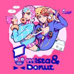  2boys blonde_hair doughnut giorno_giovanna guido_mista hat jojo_no_kimyou_na_bouken ladybug mapi multiple_boys tongs 