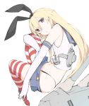  1girl anchor blonde_hair brown_eyes elbow_gloves gloves hair_ornament hairband kantai_collection long_hair looking_at_viewer personification rensouhou-chan shimakaze_(destroyer) shimakaze_(kantai_collection) skirt striped striped_legwear thigh-highs tugmix white_gloves 