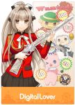  1girl brown_eyes green_hair gun long_hair nakajima_yuka original solo uniform weapon 