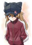  1girl blue_eyes brown_hair eyelashes eyepatch hat long_hair neon_genesis_evangelion rebuild_of_evangelion satogo shikinami_asuka_langley sketch solo souryuu_asuka_langley tagme 