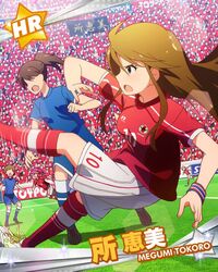  artist_request brown_eyes brown_hair character_name crowd idolmaster idolmaster_million_live! long_hair shorts sports tokoro_megumi uniform 