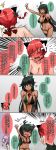  3girls 4koma animal_ears antenna_hair aoshima bikini black_gloves black_hair blush bow braid breasts cat_ears cleavage comic dark_skin elbow_gloves gloves hair_bow highres kaenbyou_rin komeiji_satori large_breasts long_hair multiple_girls red_eyes redhead reiuji_utsuho single_glove smile swimsuit touhou translation_request twin_braids 