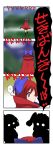  3girls 4koma bow cape comic hair_bow highres izayoi_sakuya konpaku_youmu mikazuki_neko multiple_girls red_eyes redhead sekibanki short_hair silhouette tagme touhou translation_request 