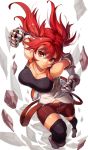  1girl breasts crop_top gauntlets gloves looking_at_viewer original red_eyes redhead shorts solo sukocchi thigh-highs 