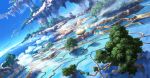  airship clouds field floating_island no_humans original rice_paddy scenery sky technoheart tree 
