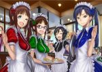  &gt;_&lt; 6+girls :d :q ;d akizuki_ritsuko amami_haruka antenna_hair apron bangs black_hair blue_hair brown_eyes brown_hair camera closed_eyes embarrassed food green_eyes green_hair hair_ornament hair_ribbon hairband hairclip highres ice_cream idolmaster kikuchi_makoto kisaragi_chihaya kyodairobo long_hair maid_headdress minase_iori mole multiple_girls open_mouth orange_hair otonashi_kotori ponytail ribbon shijou_takane short_hair small_breasts smile sundae sweatdrop swept_bangs takatsuki_yayoi tongue tray twintails waitress wavy_mouth wink 