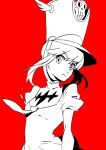  1girl hat ishihara_saika jakuzure_nonon kill_la_kill payot red_background shako_cap solo uniform 