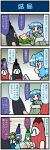  2girls 4koma artist_self-insert blue_hair breasts closed_eyes comic drooling frog_hair_ornament green_hair hair_ornament heterochromia highres japanese_clothes juliet_sleeves karakasa_obake kimono kochiya_sanae large_breasts long_sleeves mizuki_hitoshi multiple_girls open_mouth pen puffy_sleeves real_life_insert shirt sitting skirt snake_hair_ornament tablet_pc tatara_kogasa touhou translated umbrella vest yukata 