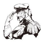  admiral_(kantai_collection) auru_t braid facial_hair g_gundam gloves gundam hat highres male master_asia monochrome mustache 